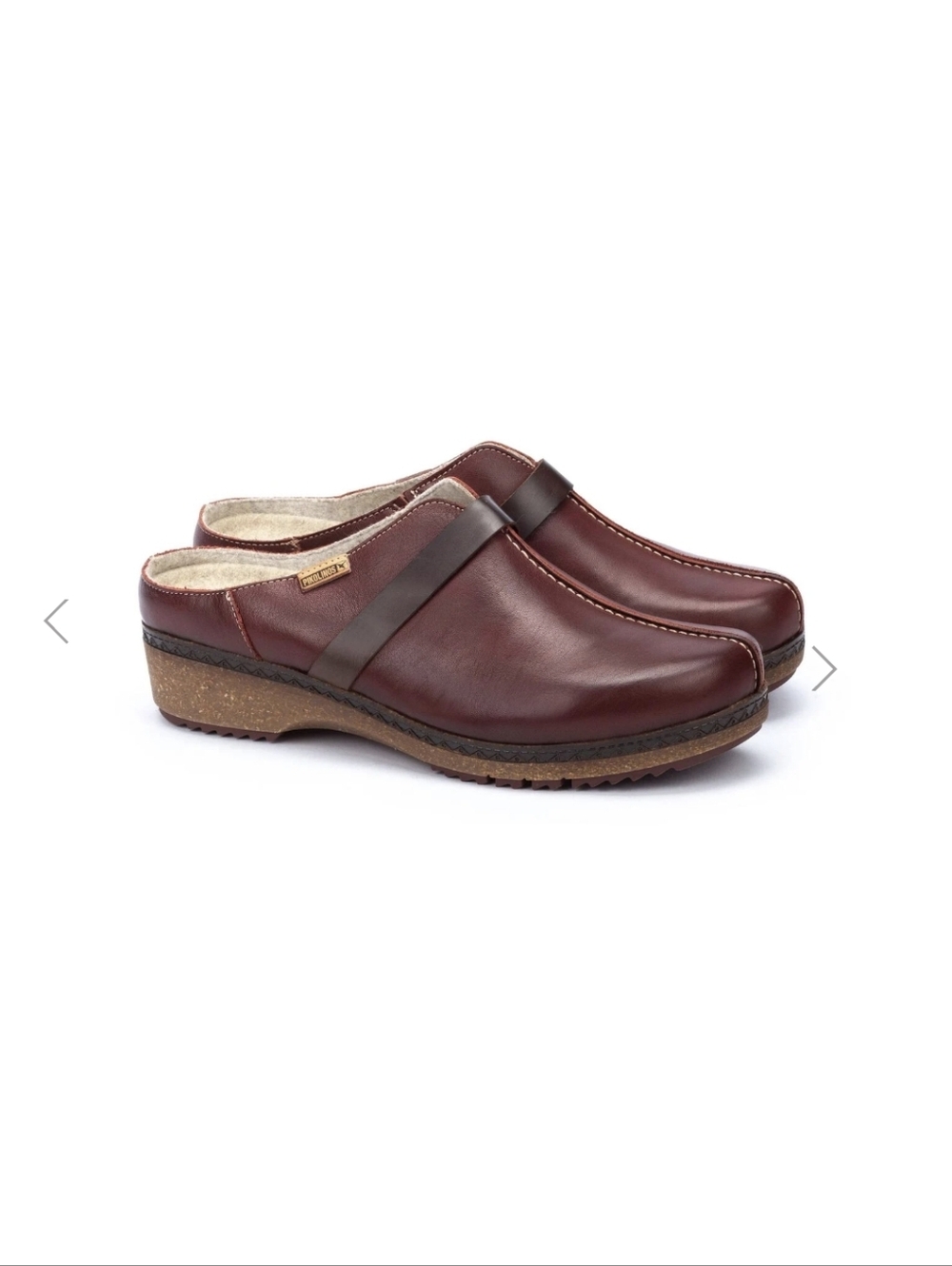 Pikolinos Granada Leather Mules Clogs SIZE 40 "Arcilla" Dark Red Maroon